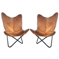 Genuine Leather Butterfly Chair Folding Lounge Seat