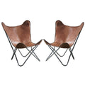 HILASON Genuine Leather Butterfly Chair Folding Lounge Modern Sling Accent Seat | Chair