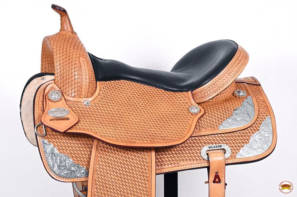 HILASON Western Horse Saddle American Leather Flex Tree Trail & Pleasure Tan