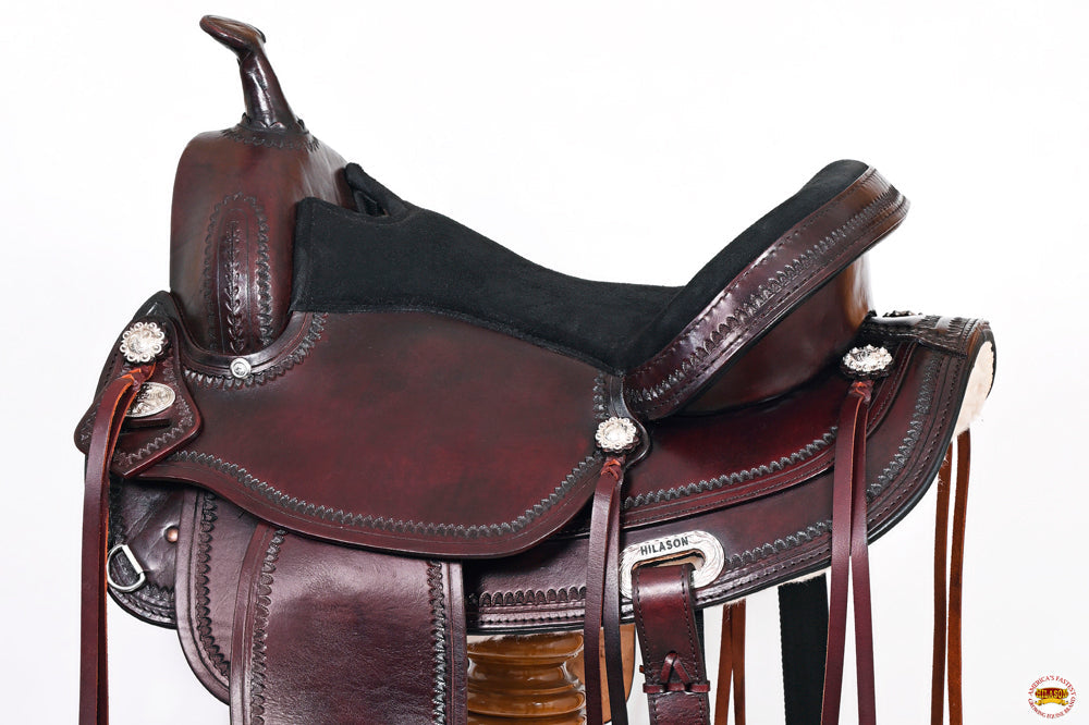 HILASON Western Horse Treeless Saddle American Leather Trail | Barrel for Horses