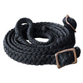 Hilason Braided Poly Barrel Racing Reins, Flat Grip Knots — 1" x 8 ft