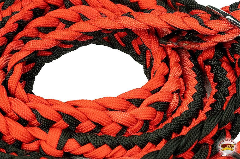 Hilason Braided Poly Barrel Racing Reins, Flat Grip Knots — 1" x 8 ft