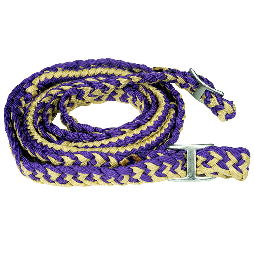 1" X 8Ft Hilason Braided Poly Barrel Reins Horse Racing Flat Grip Knots