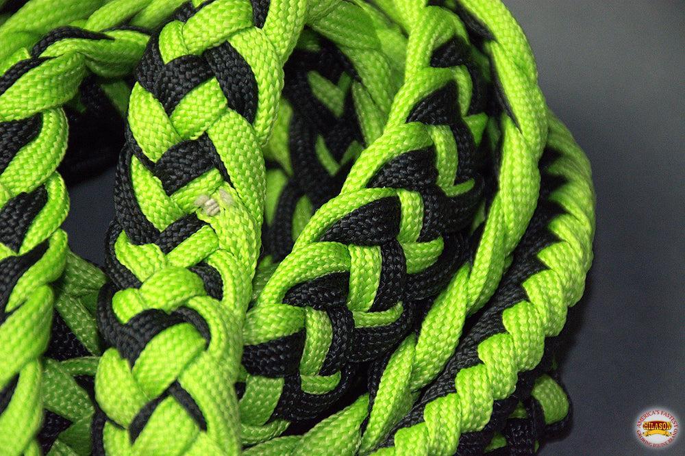 Hilason Braided Poly Barrel Racing Reins, Flat Grip Knots — 1" x 8 ft