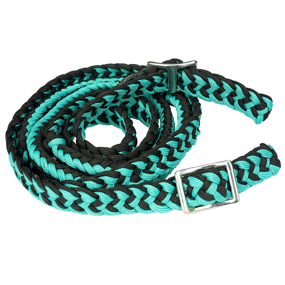 1" X 8Ft Hilason Braided Poly Barrel Reins Horse Racing Flat Grip Knots