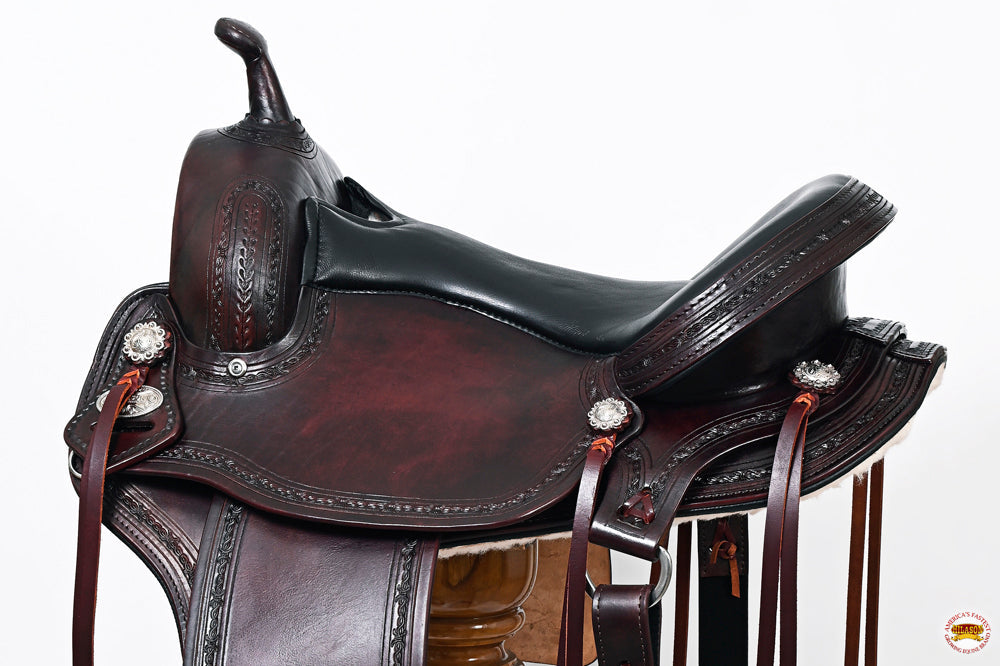 HILASON Western Horse Gaited Flex Trail American Leather Saddle | Treeless for Horses