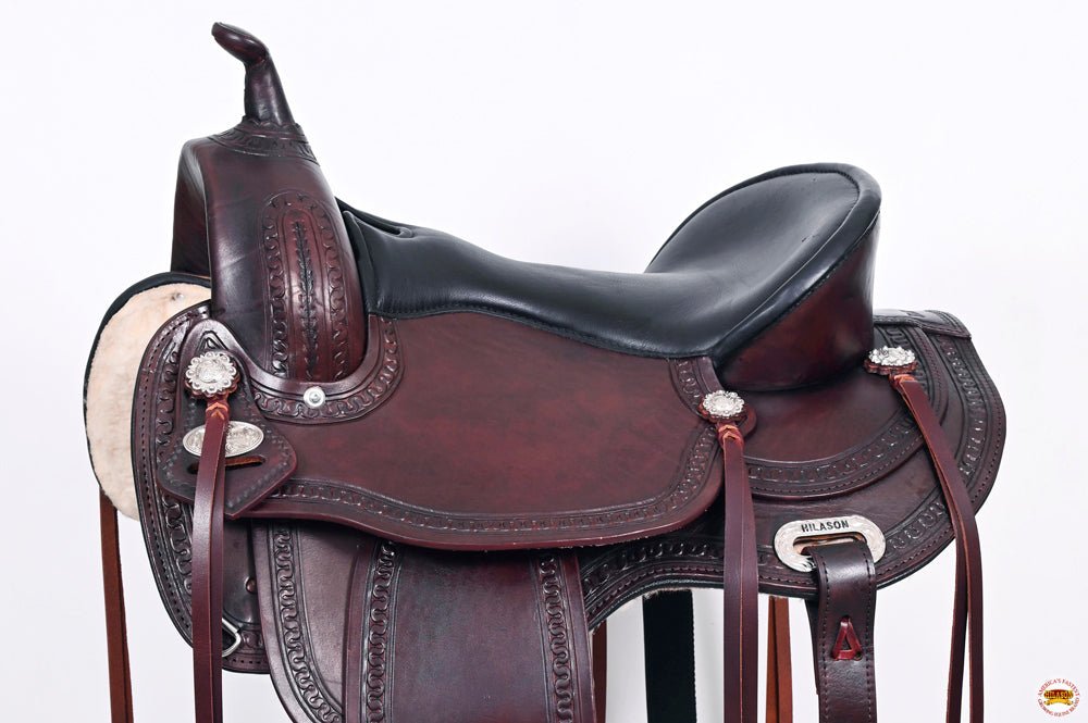 Hilason Flex-Tree Western Trail Leather Saddle — Chocolate Brown