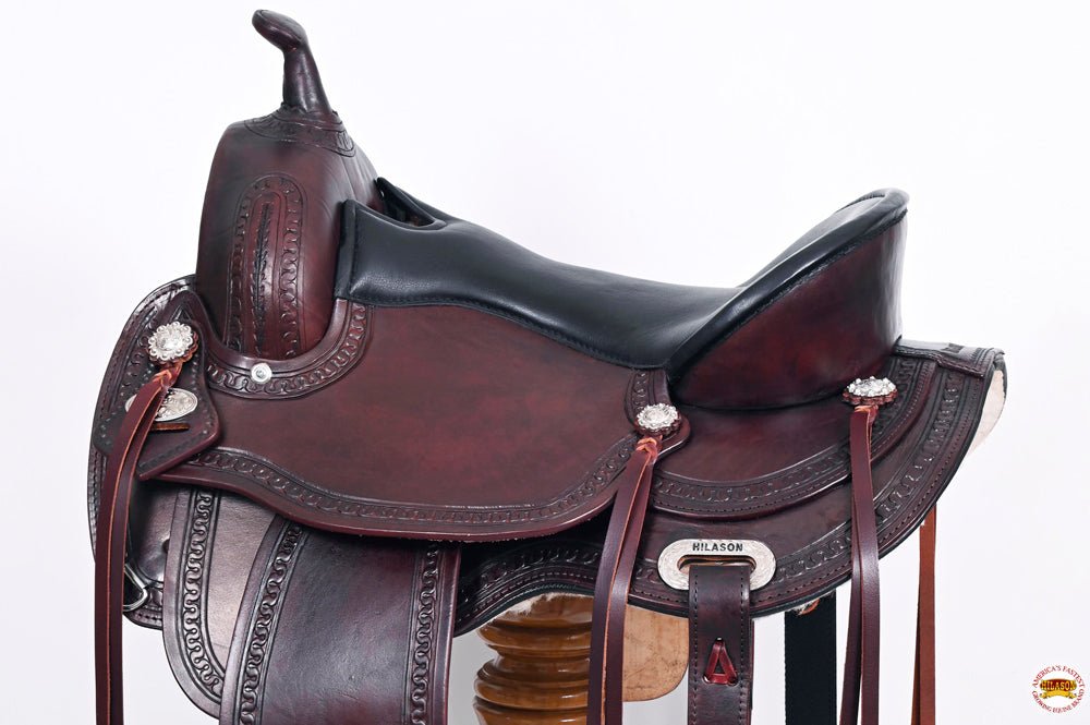 Hilason Flex-Tree Western Trail Leather Saddle — Chocolate Brown