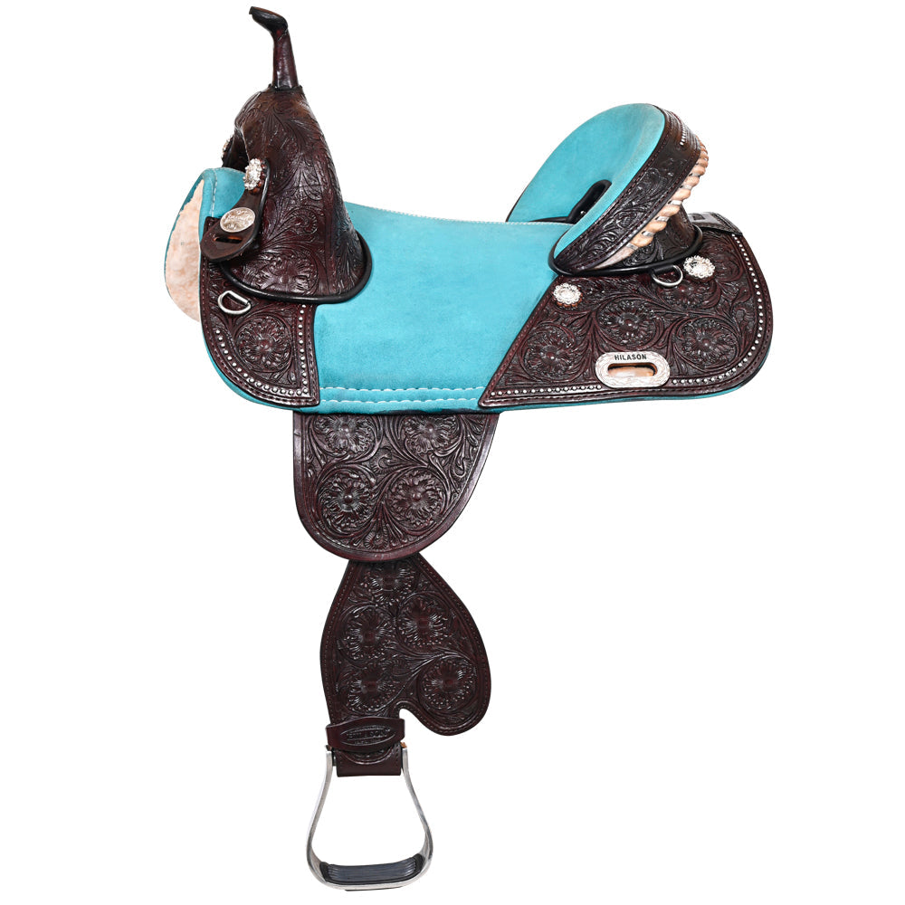 Hilason Western Horse Treeless Trail Barrel American Leather Saddle