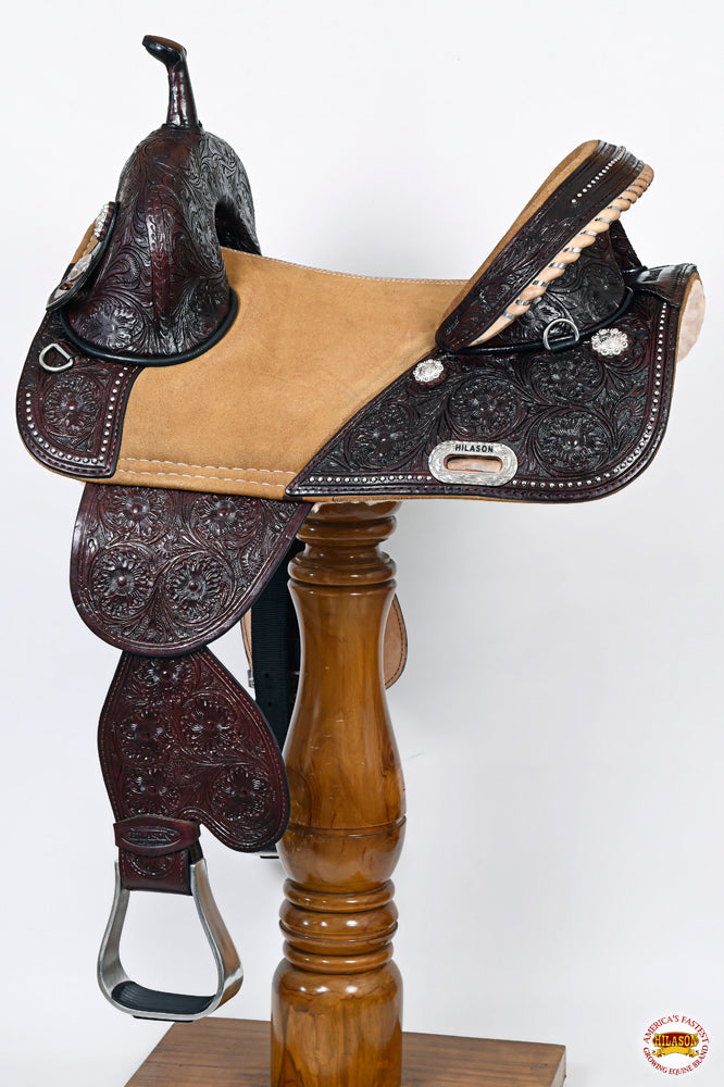 Hilason Western Horse Treeless Trail Barrel American Leather Saddle