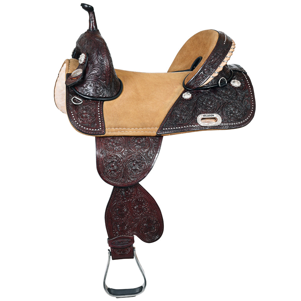 Hilason Western Horse Treeless Trail Barrel American Leather Saddle