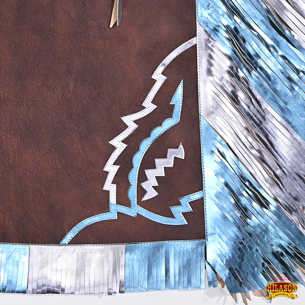 Hilason Bull Riding Pro Rodeo Chaps Brown Smooth Leather Bronc Show Adult