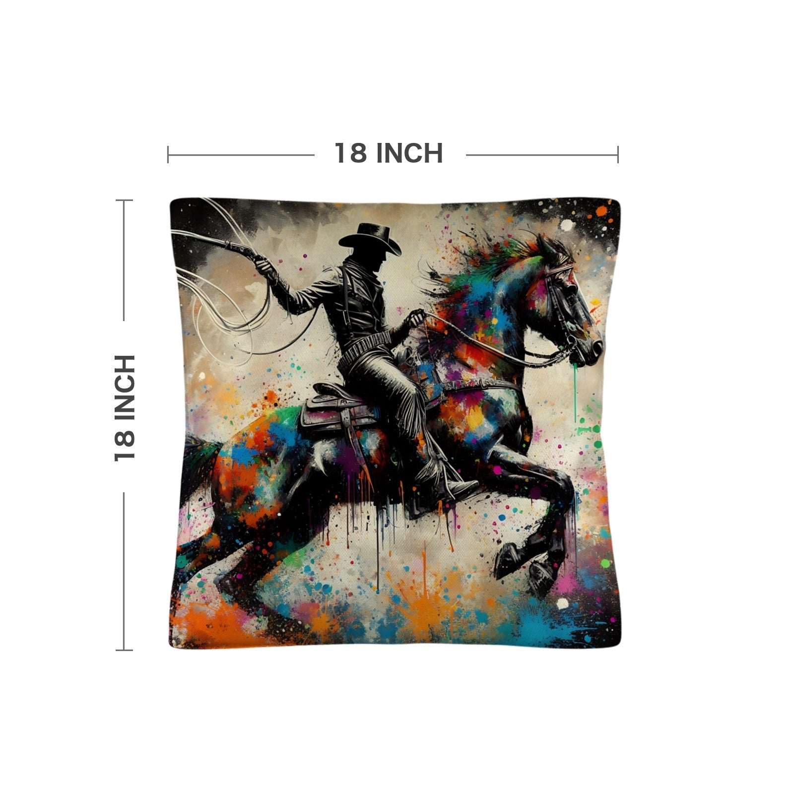 Baha Ranch Painted Cowboy Throw Pillow Case Made in America by Baha Ranch Western Wear - product image 4