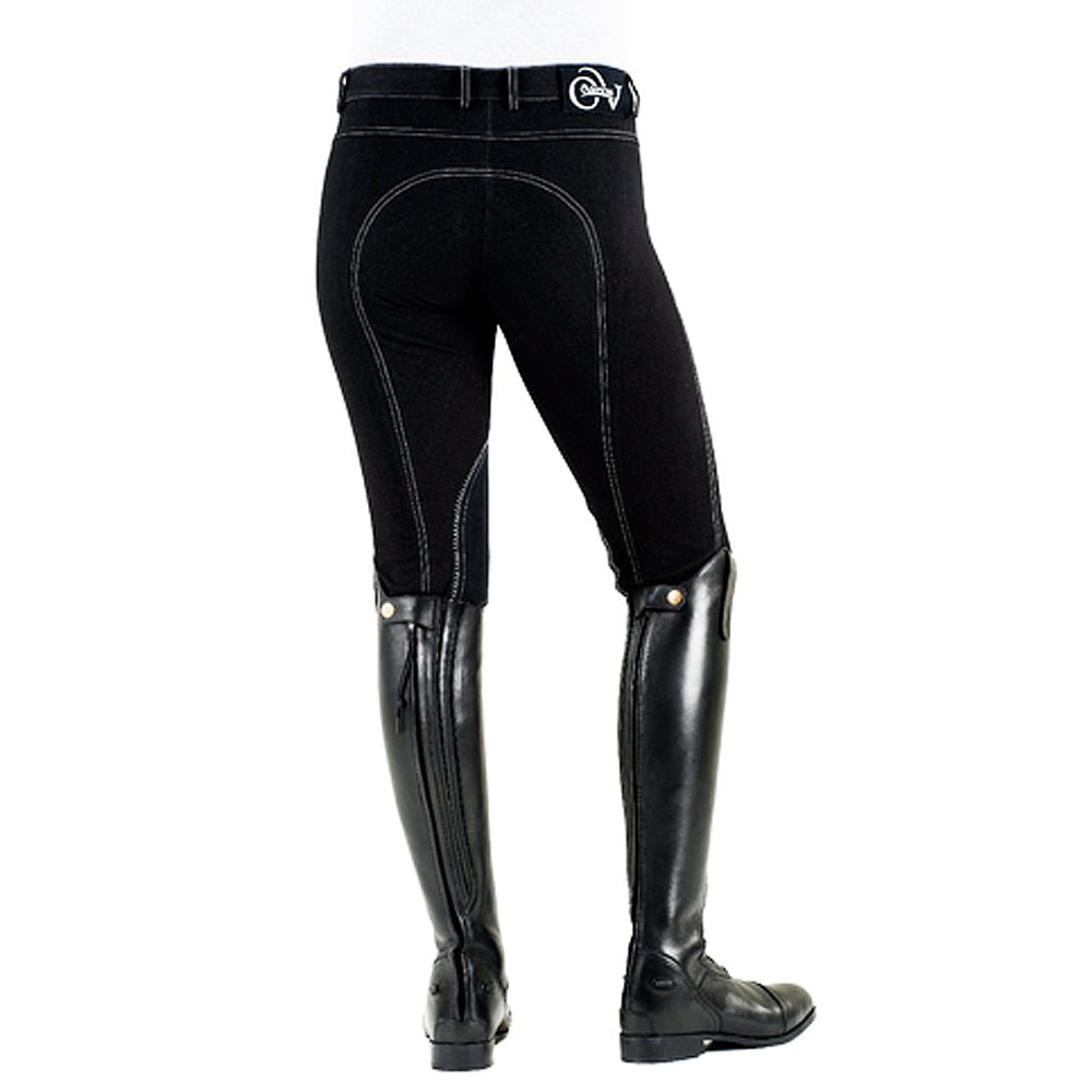 34 Regular Euro Melange Knee Patch Breech Featuring Contrast Stitching Black Shade