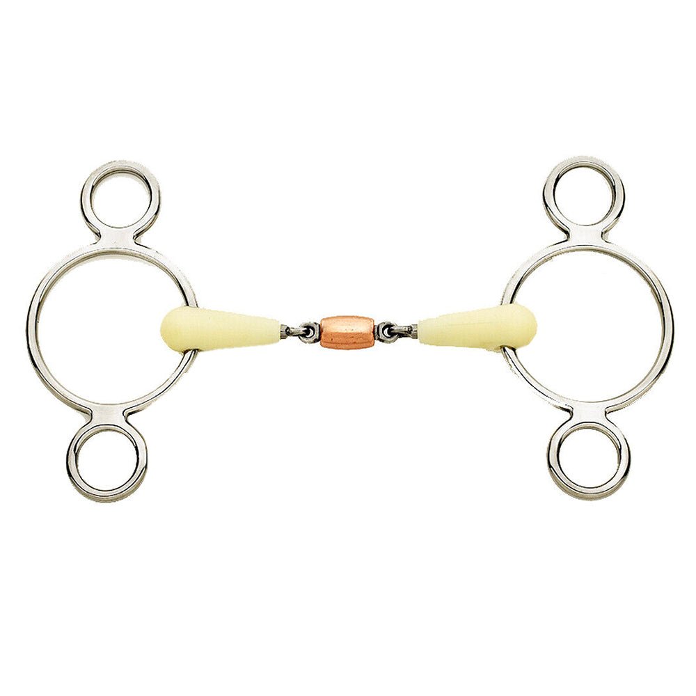5-3/4" Happy Copper Roller Mouth 2-Ring Pessoa Gag Stainless Steel H.