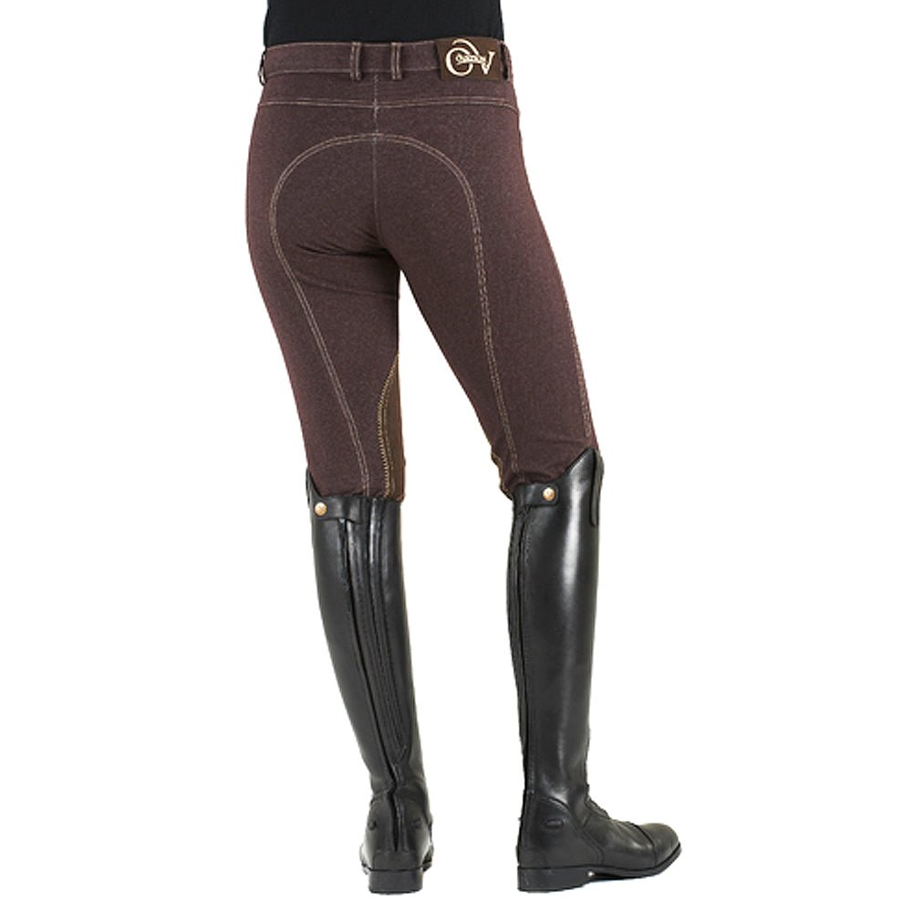 Ovation Euro Melange Knee Patch Breech Comfortable Denim-Knit Contrast Stitching