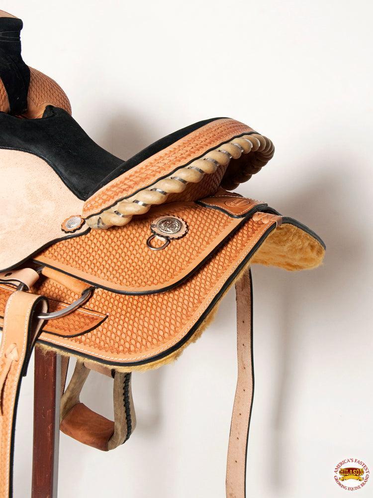 Western Horse Saddle American Leather Basketweave Ranch Roping Cowboy Hilason