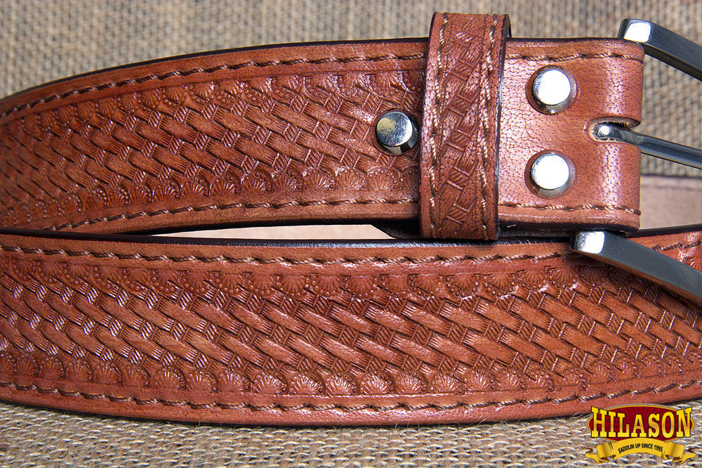 HILASON Western Genuine Leather Belt for Men Women Cowboy Cowgirl Handmade Unisex Full Grain Heavy Duty Tooled Belt for Jeans