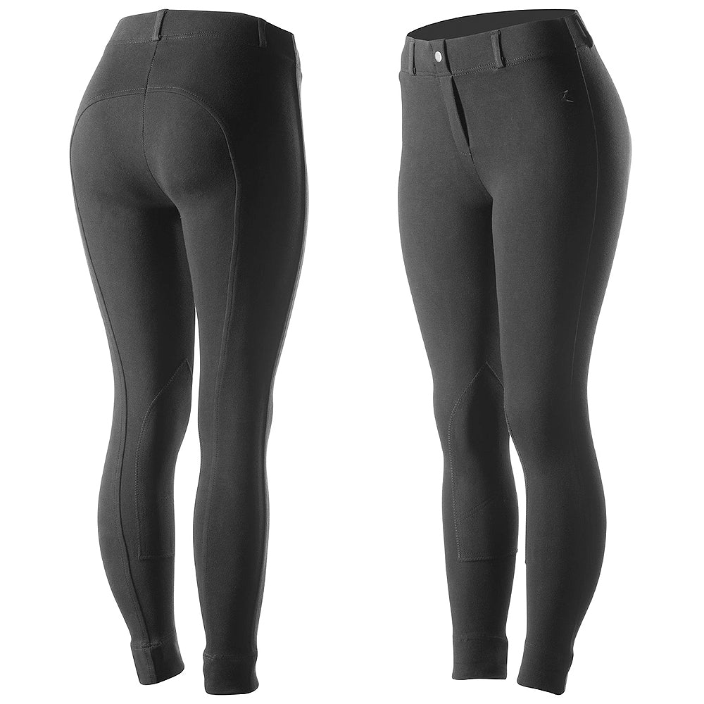 34" Horze Ella Womens Pull On Knee Patch Breeches Soft Slightly Stretchy Black