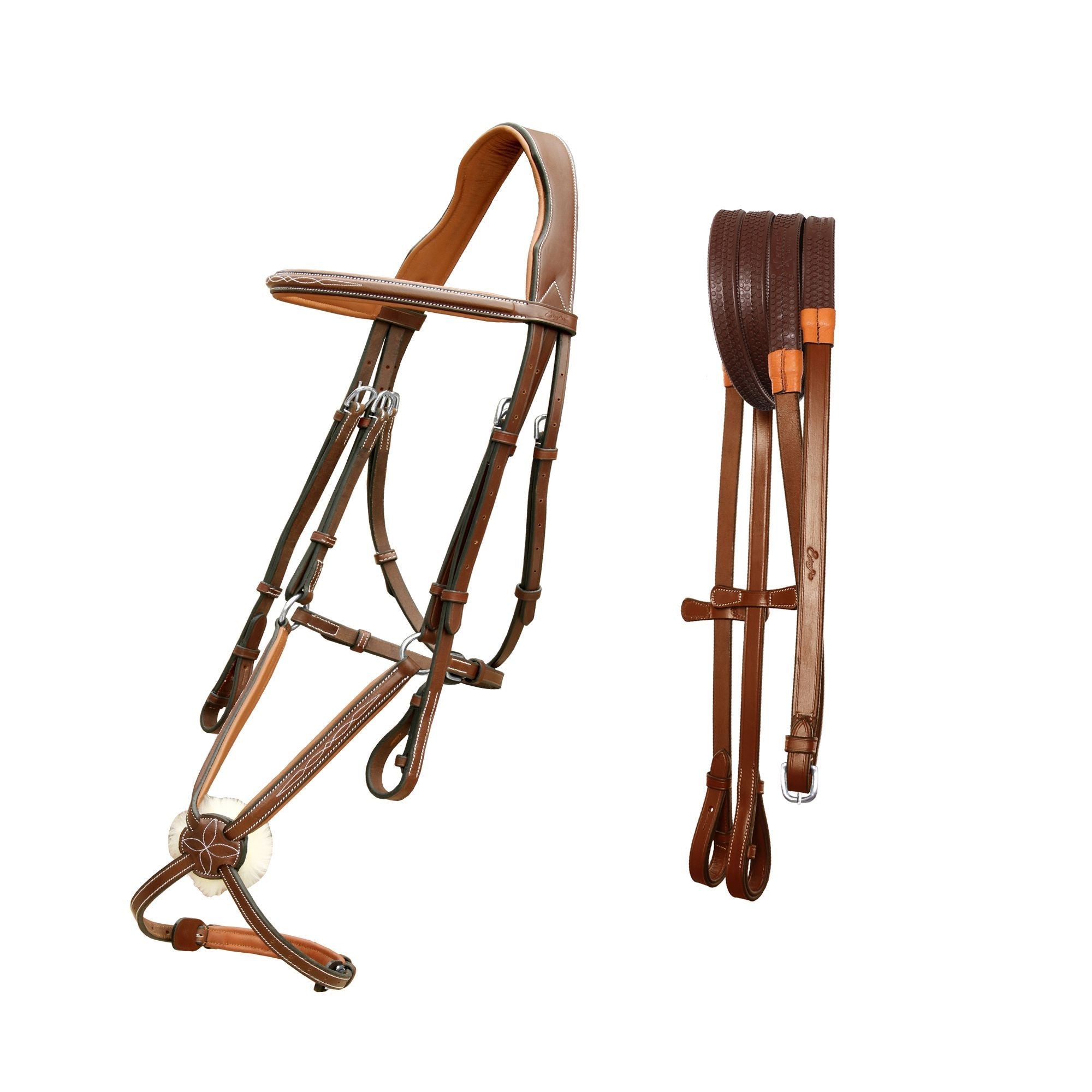 ExionPro Designer Fancy Stitched Figure 8 English Bridle With Rubber Reins by Bridles & Reins - alternate view 4