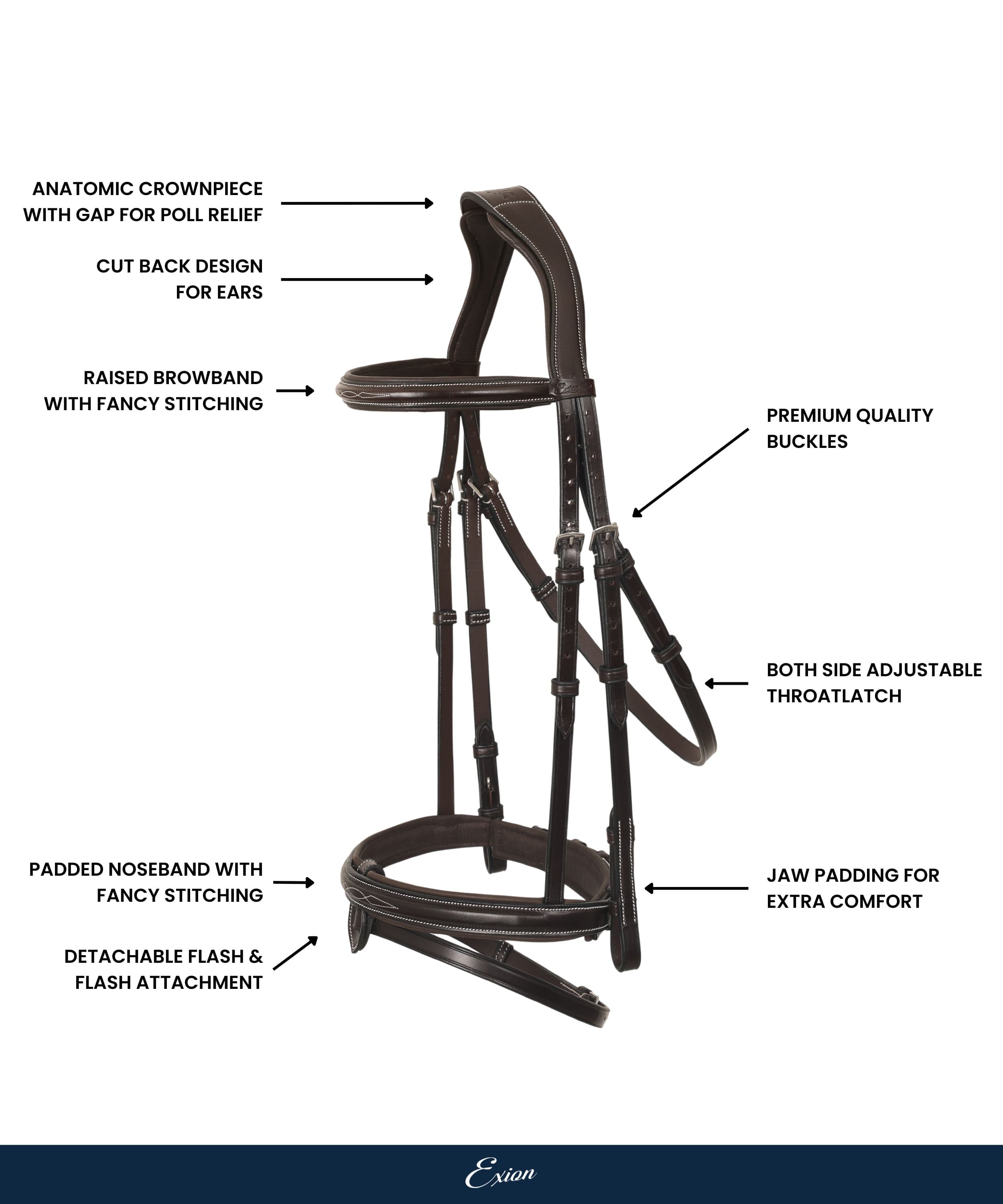 ExionPro 'Phoenix' Convertible Jumping Bridle with Removable Flash & Reins by Bridles & Reins - alternate view 4