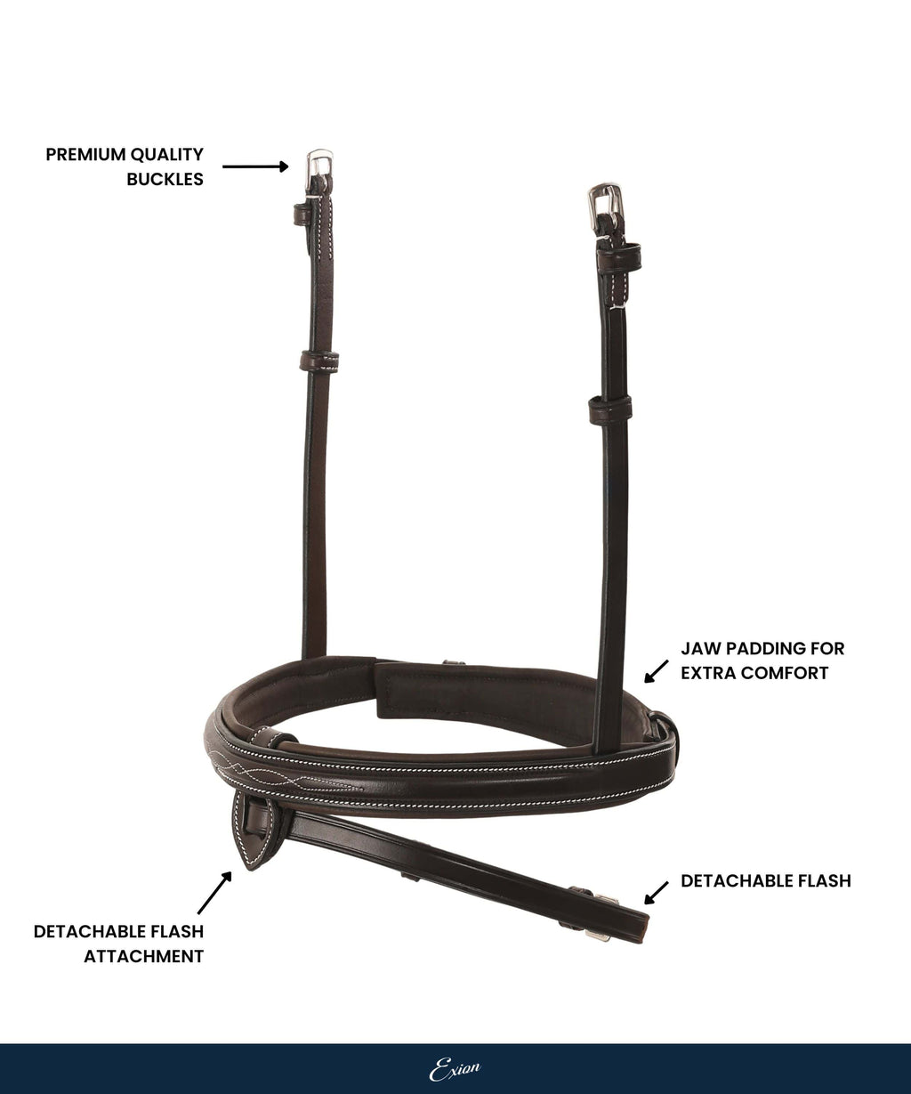 Replacement Noseband of ExionPro 'Phoenix' Convertible Jumping Bridle with Removable Flash by Bridles & Reins - alternate...
