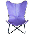 Genuine Leather Butterfly Chair Folding Lounge Modern Sling Accent Seat