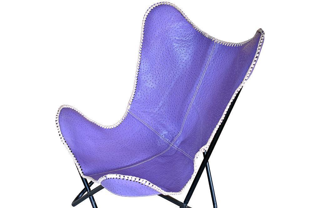Genuine Leather Butterfly Chair Folding Lounge Modern Sling Accent Seat