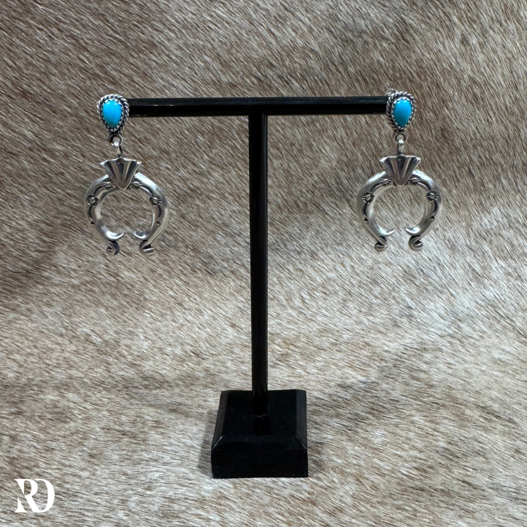 Naja Dangle Kingman Turquoise Earrings By Annette Chiqito
