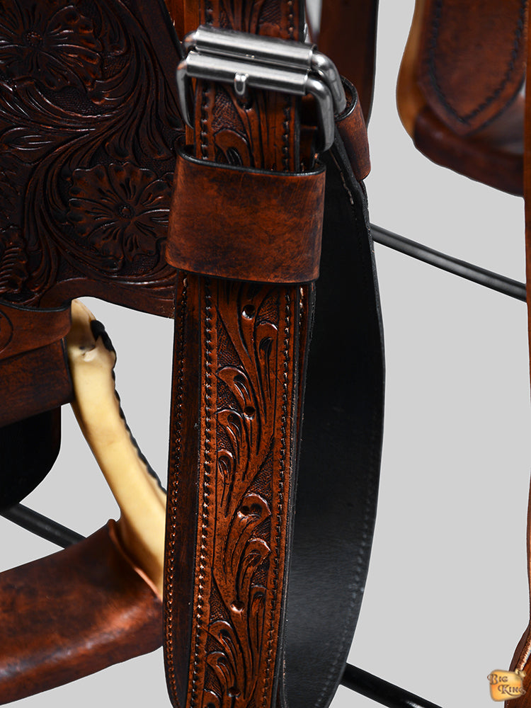 Hilason Western Wade Ranch Roping Leather Saddle — Dark Brown