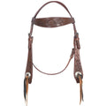 Brown Genuine Full Grain Leather Horse Headstall With Durable Diamond-Studded Comfort