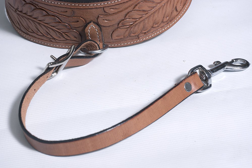 Tan Genuine Skirting Leather Western Saddle Girth Cinch With Floral Tooling