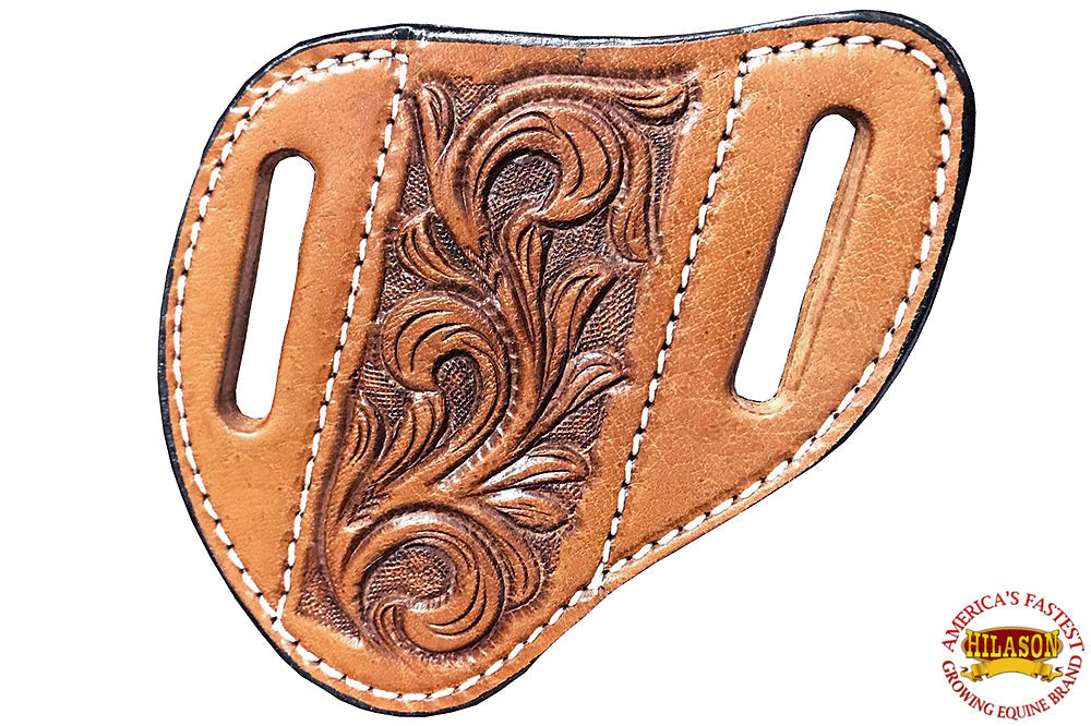 HILASON Leather Angled Knife Scabbard Sheath Cover Floral Tooled | Holster Pocket Buck