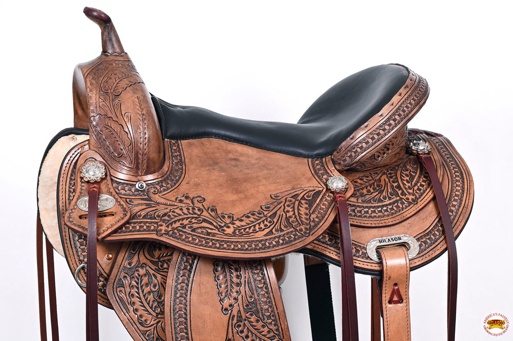 HILASON Western Horse Saddle American Leather Flex Tree Trail & Pleasure Antique Brown | for Horses
