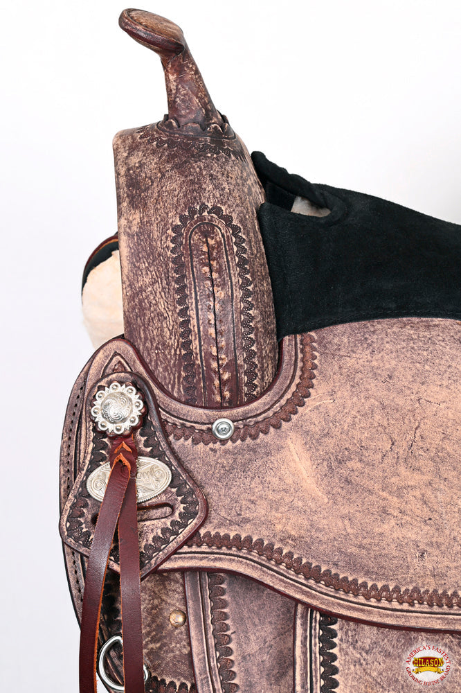 HILASON Western Horse Saddle American Leather Treeless Trail Pleasure | Barrel for Horses
