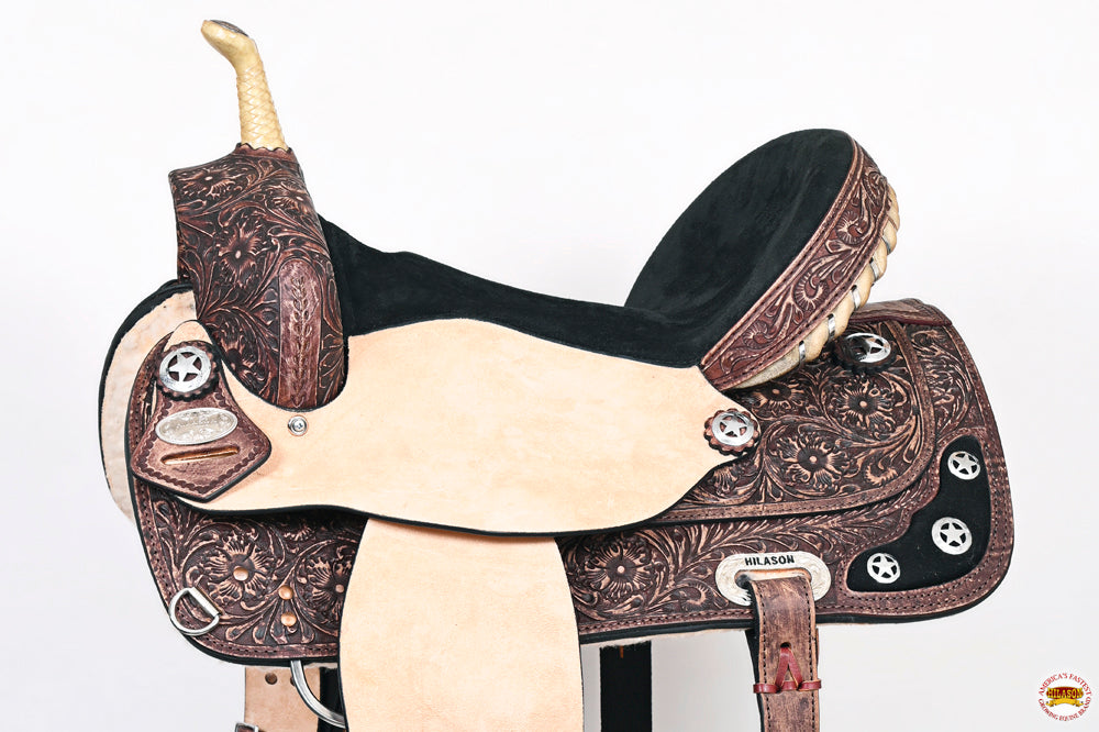 Hilason Western Horse Treeless Trail Barrel American Leather Saddle