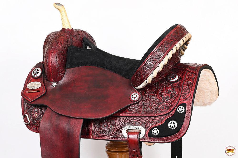 Hilason Western Horse Treeless Trail Barrel American Leather Saddle
