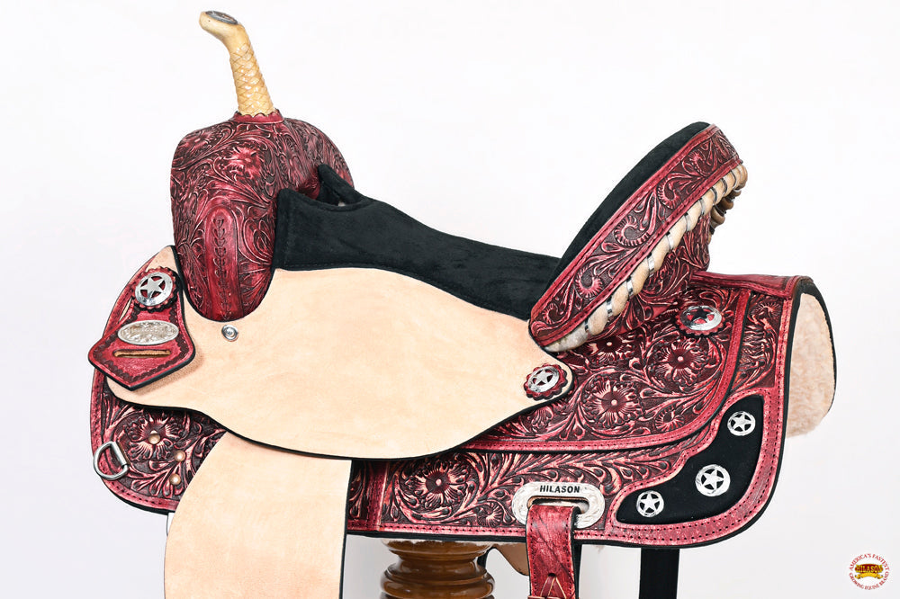 Hilason Western Horse Treeless Trail Barrel American Leather Saddle