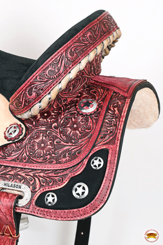 HILASON Western Horse Saddle American Leather Treeless Trail Barrel | for Horses