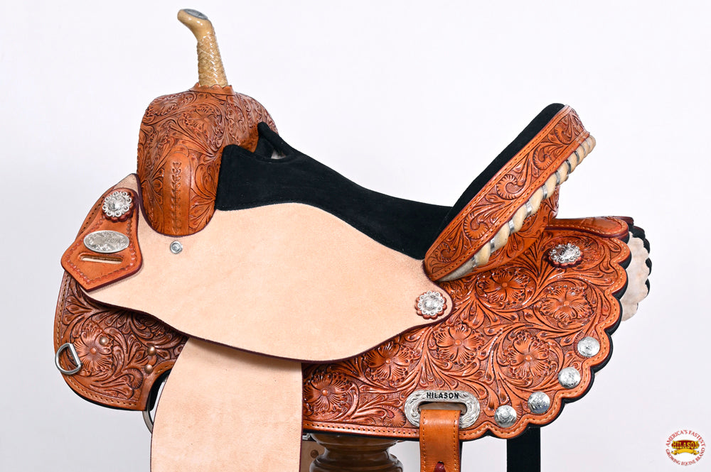 HILASON Western Horse Saddle American Leather Treeless Trail Barrel | for Horses