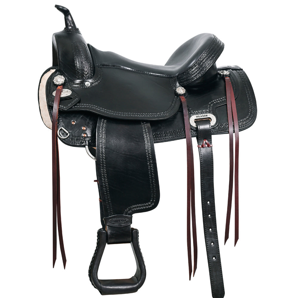 HILASON Western Horse Saddle American Leather Treeless Trail Pleasure | Barrel for Horses