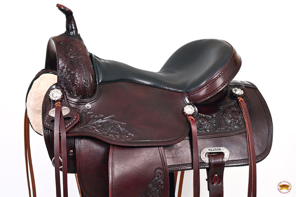 HILASON Western Horse Saddle American Leather Treeless Trail Pleasure | Barrel for Horses