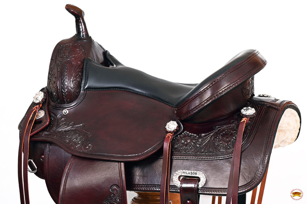 HILASON Western Horse Saddle American Leather Treeless Trail Pleasure | Barrel for Horses