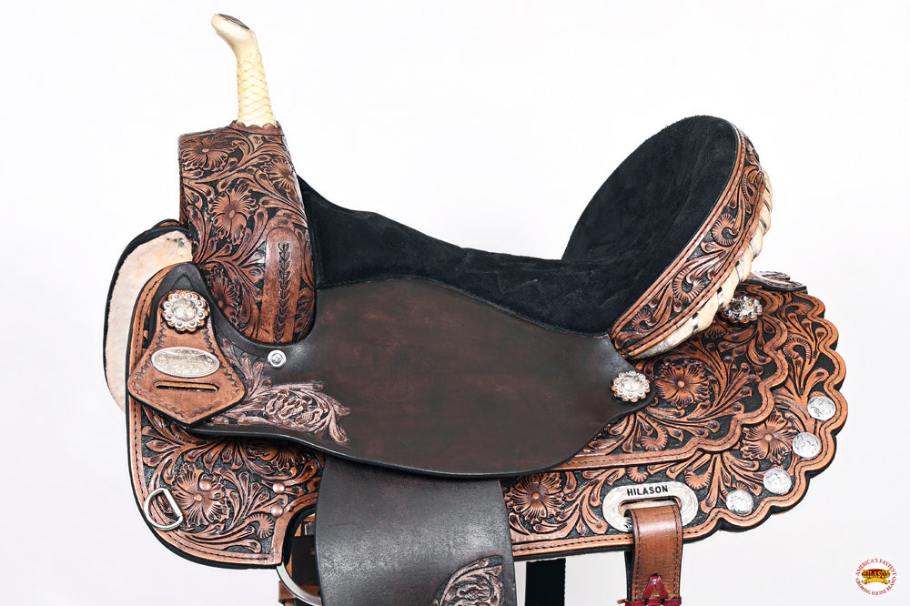 HILASON Western Horse Saddle American Leather Treeless Trail Barrel | for Horses