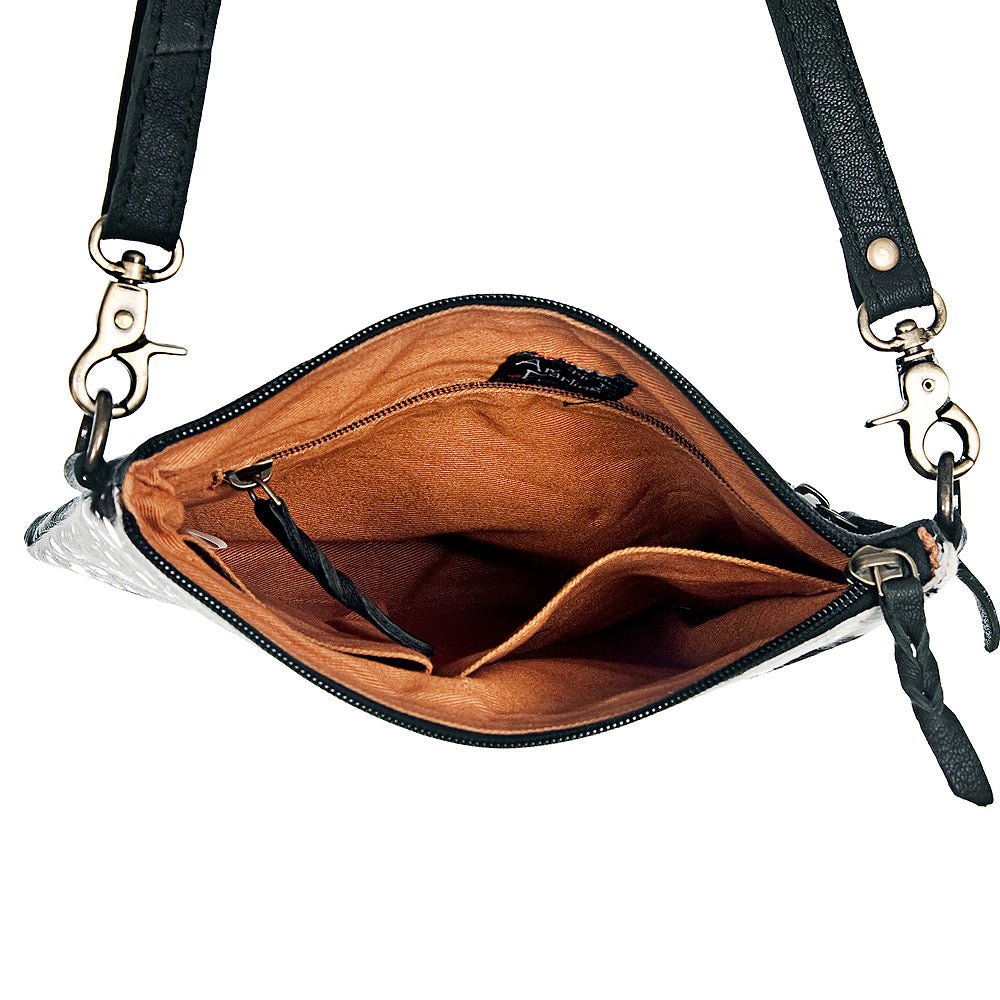 American Darling Western Small Crossbody Bag – Genuine Hair-On Cowhide Leather with Fringes, Adjustable Strap, Handcrafted in Texas