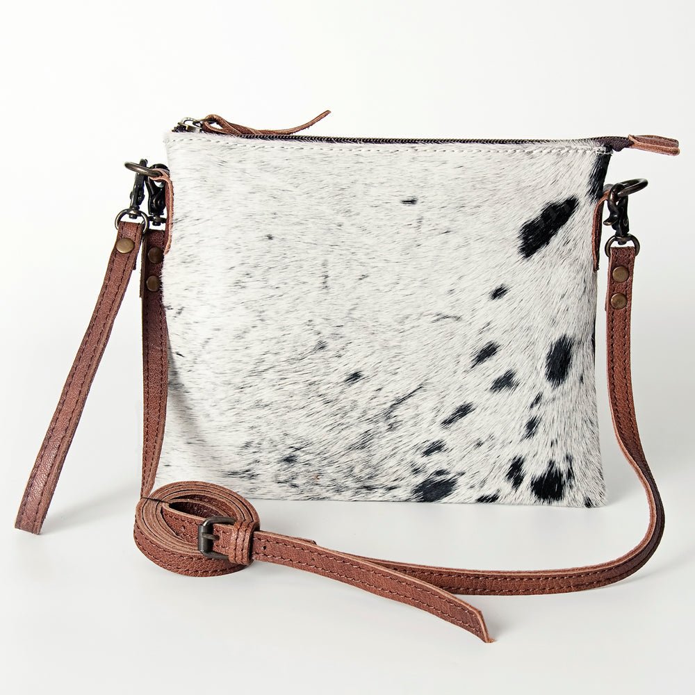 American Darling Western Small Crossbody Bag – Genuine Hair-On Cowhide Leather with Fringes, Adjustable Strap, Handcrafted in Texas
