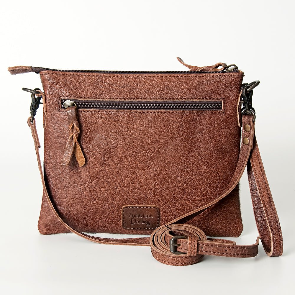 American Darling Western Small Crossbody Bag – Genuine Hair-On Cowhide Leather with Fringes, Adjustable Strap, Handcrafted in Texas