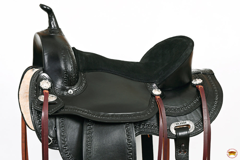 HILASON Western Horse Saddle American Leather Flex Tree Trail & Pleasure Black | for Horses