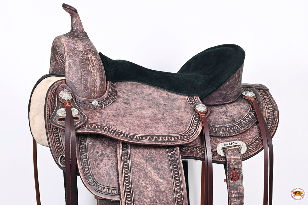 HILASON Western Horse Saddle American Leather Flex Tree Trail & Pleasure Dark Brown | for Horses