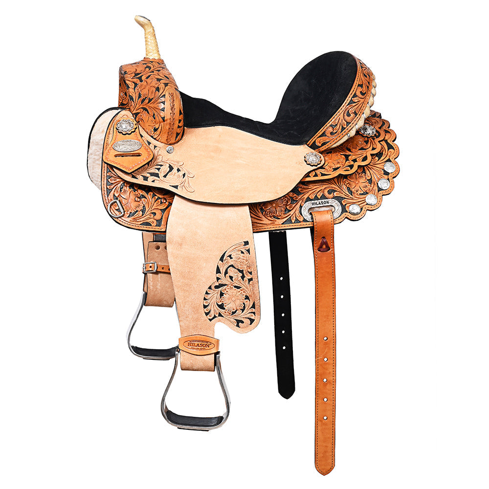 17 In HILASON Western Horse Saddle American Leather Flex Tree Trail & Pleasure Rough Out